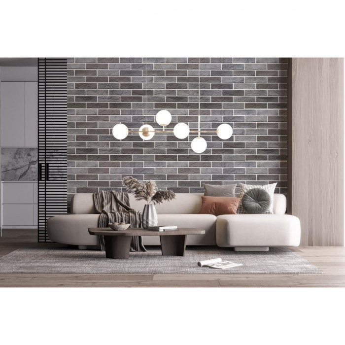PANOU DECORATIV, PVC, MODEL CARAMIDA 3D, NUANTE CENUSIU INCHIS, 96X48.5CM [3]