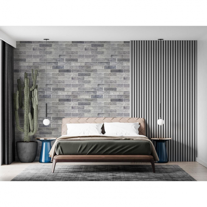 PANOU DECORATIV, PVC, MODEL CARAMIDA 3D, NUANTE GRI DESCHIS, 96X48.5CM [6]