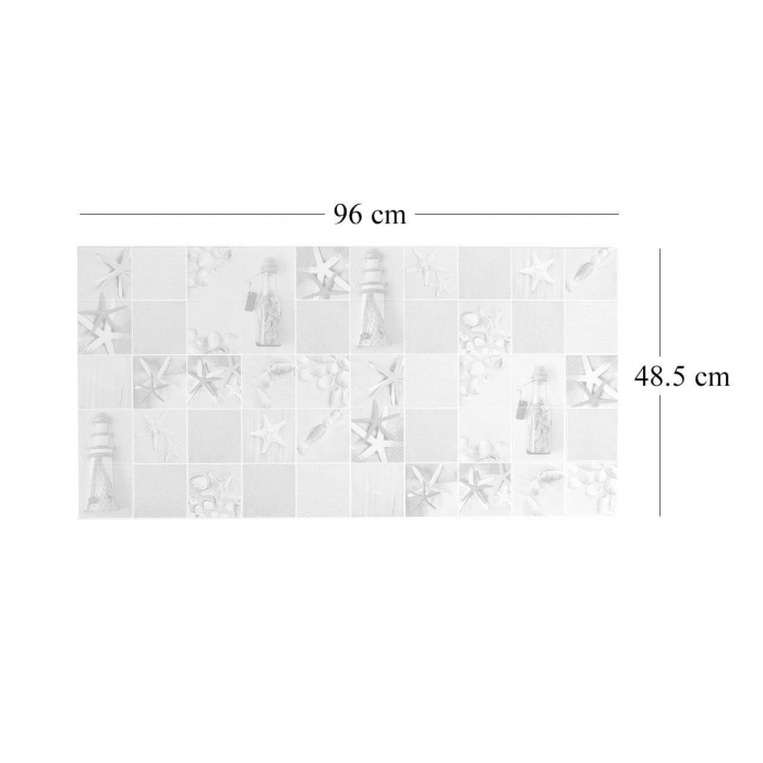 PANOU DECORATIV, PVC, MODEL EXOTIC, ALBASTRU SI BEJ, 96X48.5CM [2]