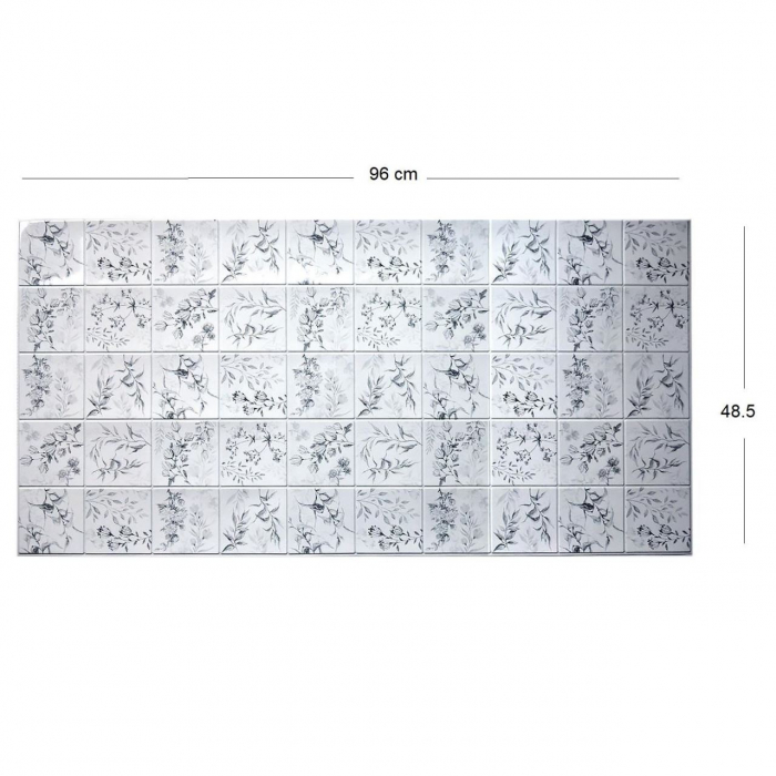 PANOU DECORATIV, PVC, MODEL FLORI DE CAMP, GRI, 96X48.5 CM [4]