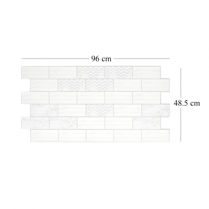 PANOU DECORATIV, PVC, MODEL MARMURA 3D, ALB CU FLORI, 96X48.5CM [4]