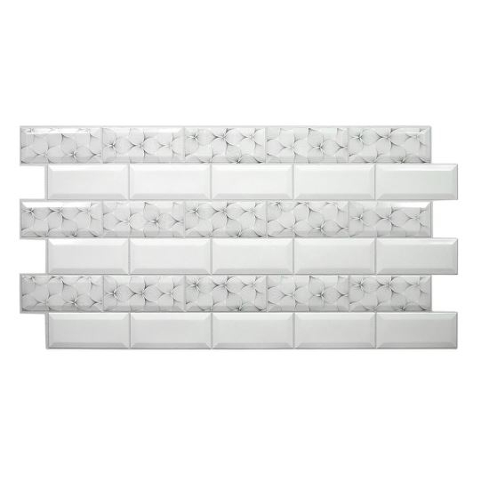 PANOU DECORATIV, PVC, MODEL MARMURA 3D, ALB CU PETALE, 96X48.5CM [1]