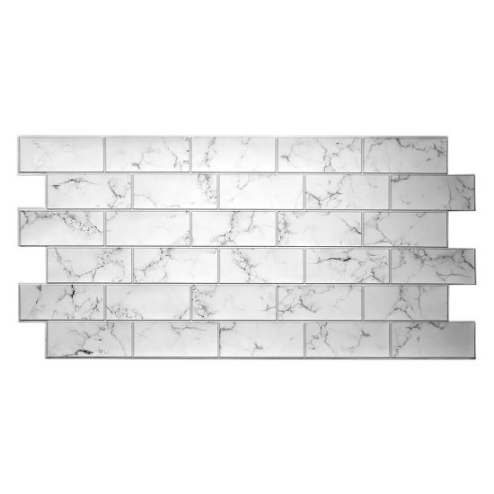 PANOU DECORATIV, PVC, MODEL MARMURA 3D, ALB SI NEGRU, 96X48.5 CM [1]