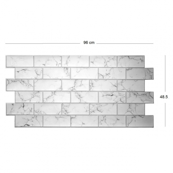 PANOU DECORATIV, PVC, MODEL MARMURA 3D, ALB SI NEGRU, 96X48.5 CM [4]