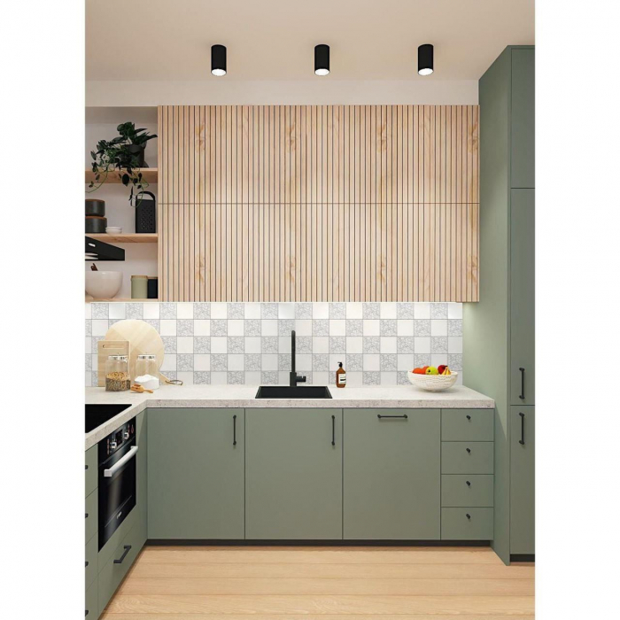 PANOU DECORATIV, PVC, MODEL MARMURA, ALB SI GRI, 96X48.5CM [3]