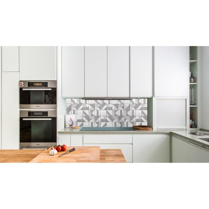 PANOU DECORATIV, PVC, MODEL MARMURA, GEOMETRIC, ALB SI GRI, 96X48.5CM [2]