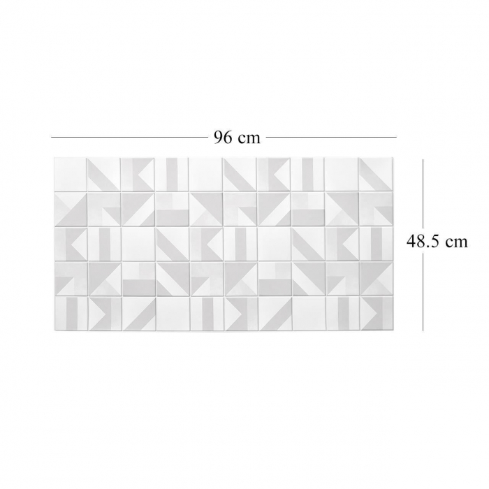 PANOU DECORATIV, PVC, MODEL MARMURA, GEOMETRIC, ALB SI GRI, 96X48.5CM [5]
