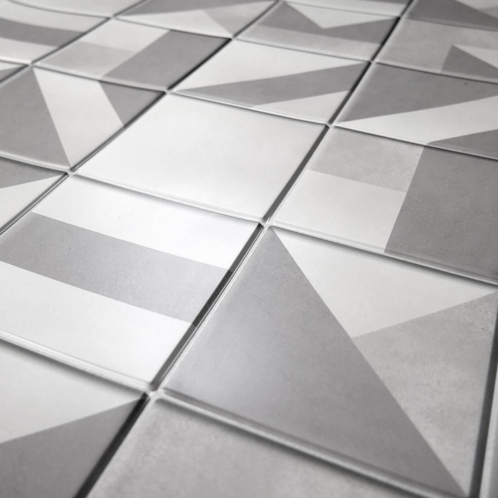 PANOU DECORATIV, PVC, MODEL MARMURA, GEOMETRIC, ALB SI GRI, 96X48.5CM [6]