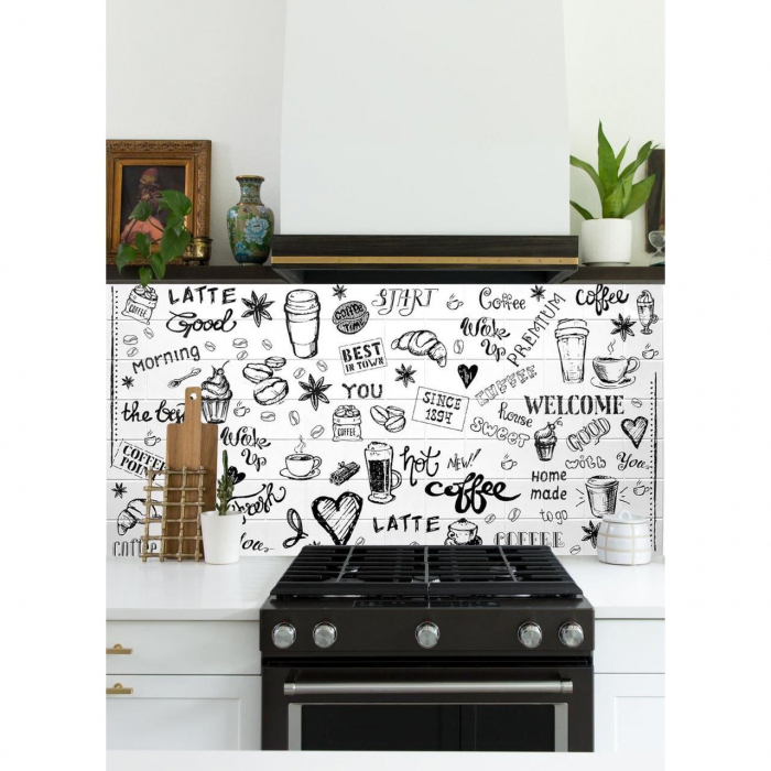 PANOU DECORATIV, PVC, MODEL MODERN, ALB SI NEGRU, 96X48.5CM [6]