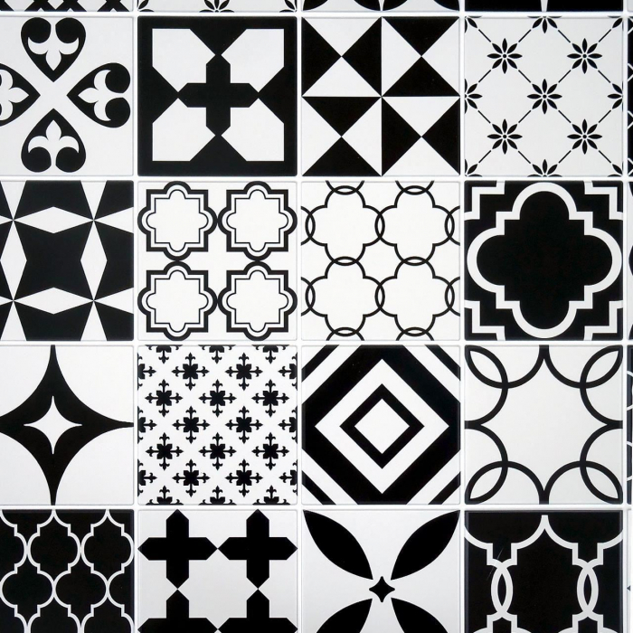 PANOU DECORATIV, PVC, MODEL MOZAIC, ALB SI NEGRU, 96X48.5CM [3]