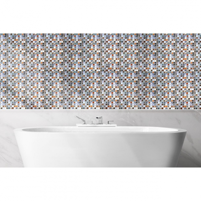 PANOU DECORATIV, PVC, MODEL MOZAIC, MARO SI GRI, 96X48.5 CM [4]