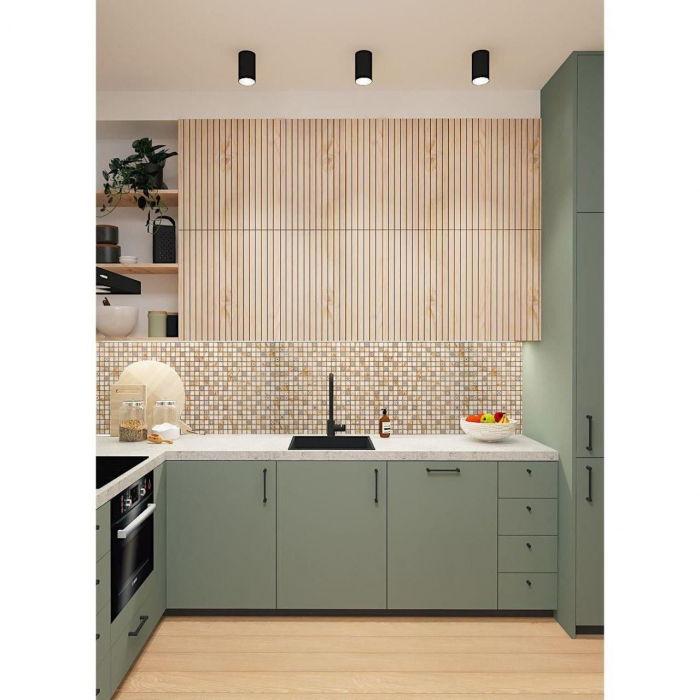 PANOU DECORATIV, PVC, MODEL MOZAIC, NUANTE PORTOCALIU MURDAR, 96X48.5CM [2]