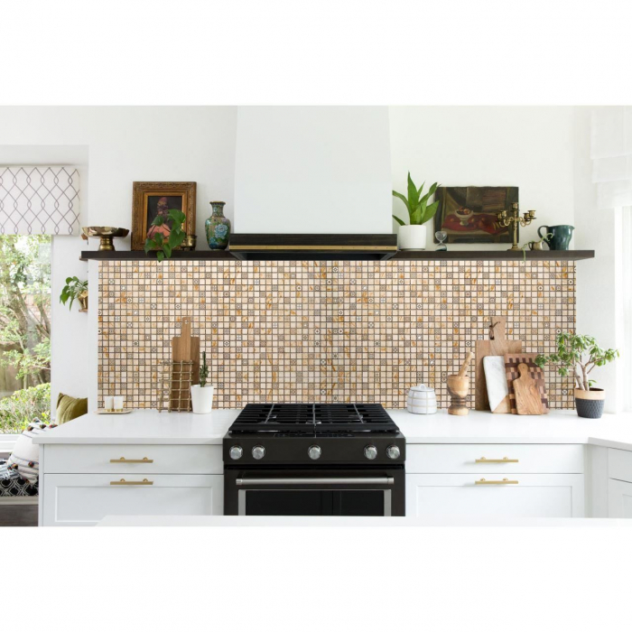 PANOU DECORATIV, PVC, MODEL MOZAIC, NUANTE PORTOCALIU MURDAR, 96X48.5CM [3]