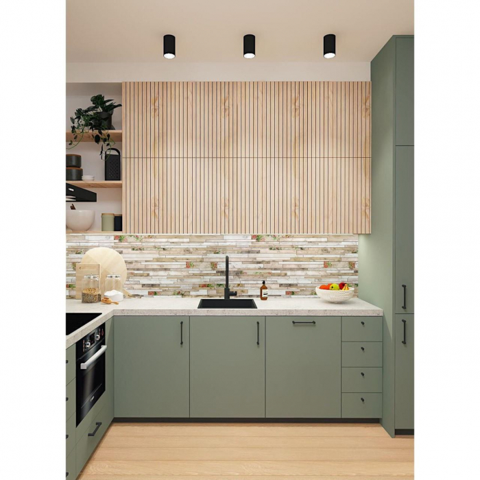 PANOU DECORATIV, PVC, MODEL PIATRA 3D, FLORI ROZ, 96X48.5CM [2]