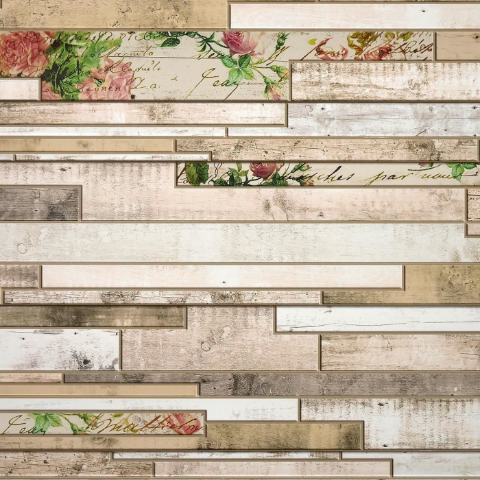 PANOU DECORATIV, PVC, MODEL PIATRA 3D, FLORI ROZ, 96X48.5CM [6]
