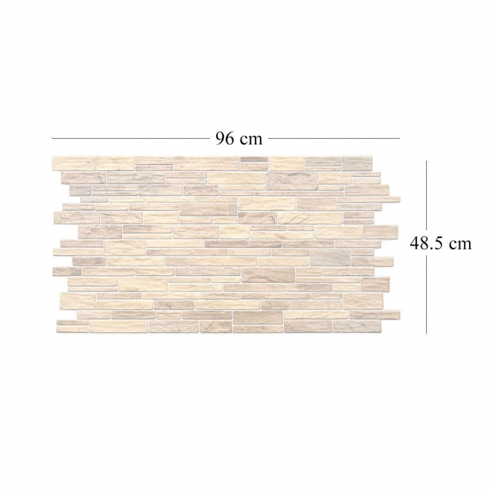 PANOU DECORATIV, PVC, MODEL PIATRA 3D, NUANTE BEJ-MARO, 96X48.5CM [4]
