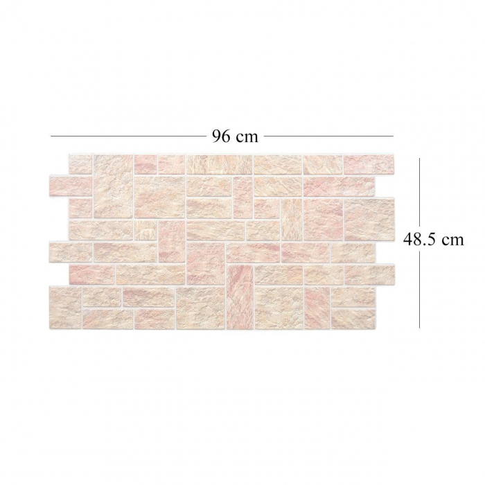 PANOU DECORATIV, PVC, MODEL PIATRA 3D, NUANTE MARO ROSIATIC, 96X48.5 CM [3]