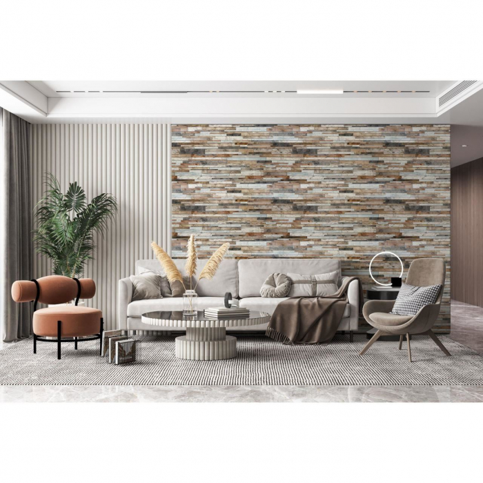 PANOU DECORATIV, PVC, MODEL PIATRA 3D, NUANTE MARO SI NEGRU, 96X48.5CM [2]