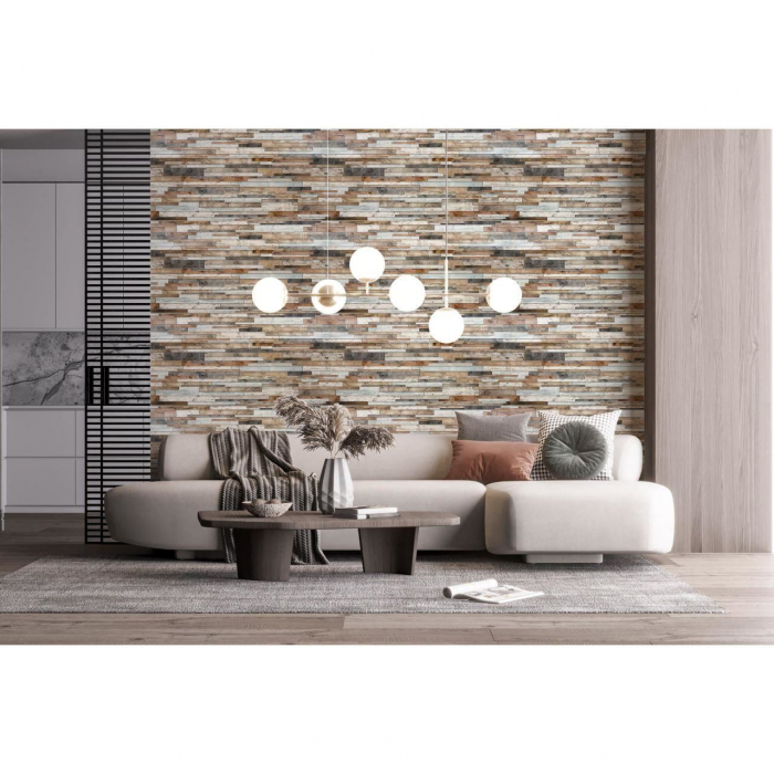 PANOU DECORATIV, PVC, MODEL PIATRA 3D, NUANTE MARO SI NEGRU, 96X48.5CM [4]