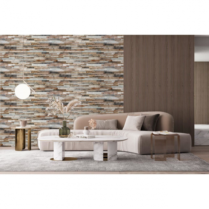 PANOU DECORATIV, PVC, MODEL PIATRA 3D, NUANTE MARO SI NEGRU, 96X48.5CM [3]