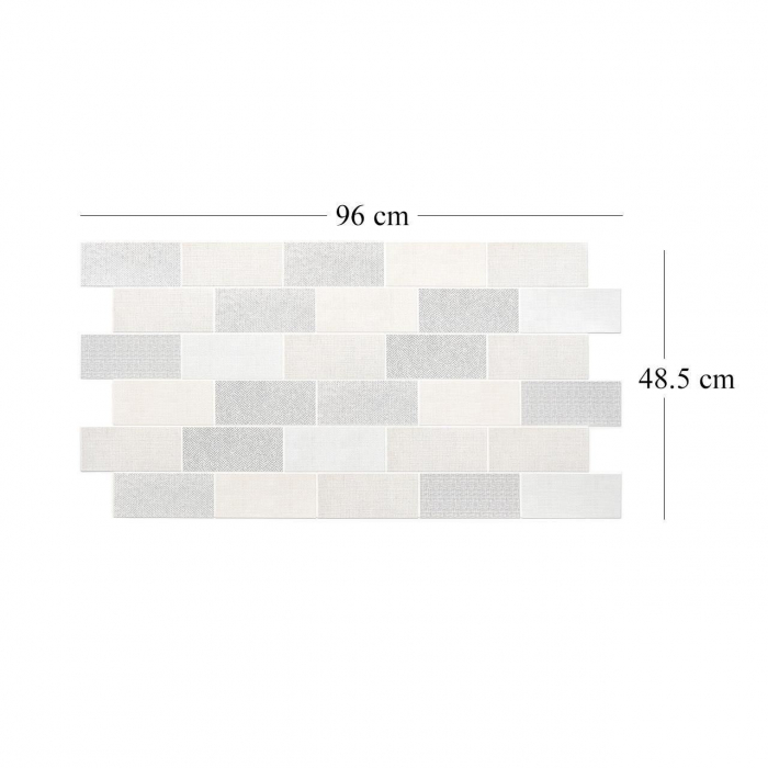PANOU DECORATIV, PVC, MODEL TEXTIL 3D, NUANTE GRI PASTEL, 96X48.5CM [4]