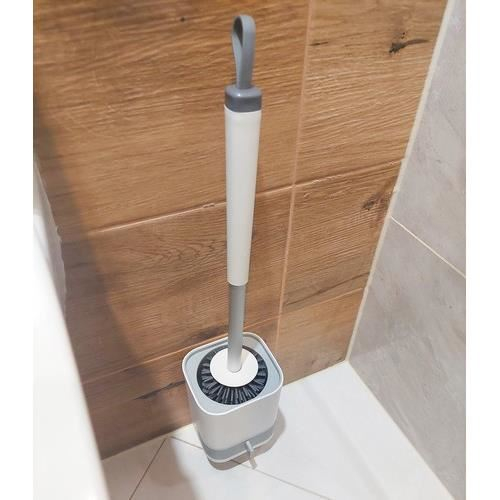 PERIE WC/TOALETA, CU SUPORT, PENTRU BAIE, SILICON, ALB SI GRI, 10.5X10.5X45 CM, RUHHY [3]