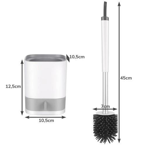 PERIE WC/TOALETA, CU SUPORT, PENTRU BAIE, SILICON, ALB SI GRI, 10.5X10.5X45 CM, RUHHY [10]
