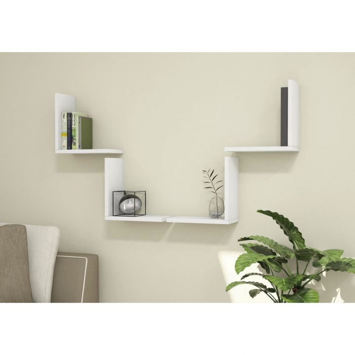 RAFT DECORATIV PERETE, MODULAR, SUSPENDAT, PAL MELAMINAT, ALB, 62.5X16X62.5 CM, ALPHA BOX, MINAR [4]