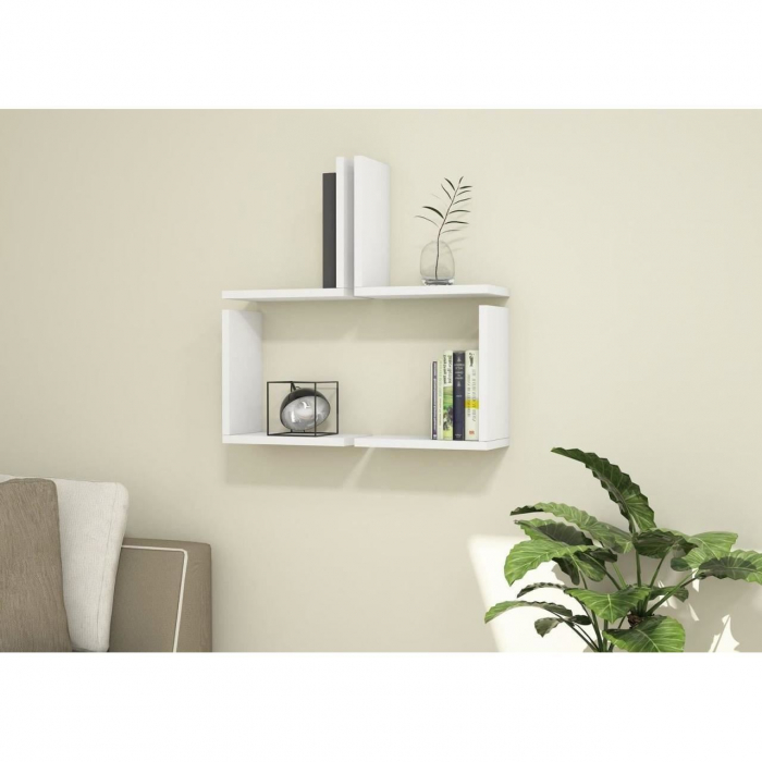 RAFT DECORATIV PERETE, MODULAR, SUSPENDAT, PAL MELAMINAT, ALB, 62.5X16X62.5 CM, ALPHA BOX, MINAR [6]
