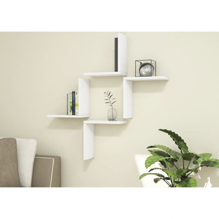 RAFT DECORATIV PERETE, MODULAR, SUSPENDAT, PAL MELAMINAT, ALB, 62.5X16X62.5 CM, ALPHA BOX, MINAR [7]