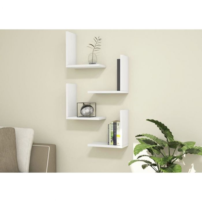 RAFT DECORATIV PERETE, MODULAR, SUSPENDAT, PAL MELAMINAT, ALB, 62.5X16X62.5 CM, ALPHA BOX, MINAR [8]