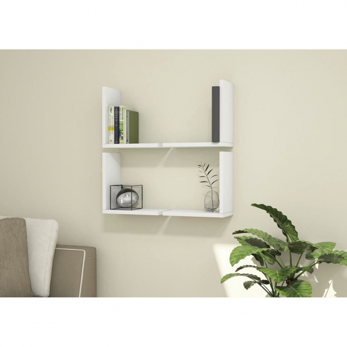 RAFT DECORATIV PERETE, MODULAR, SUSPENDAT, PAL MELAMINAT, ALB, 62.5X16X62.5 CM, ALPHA BOX, MINAR [3]