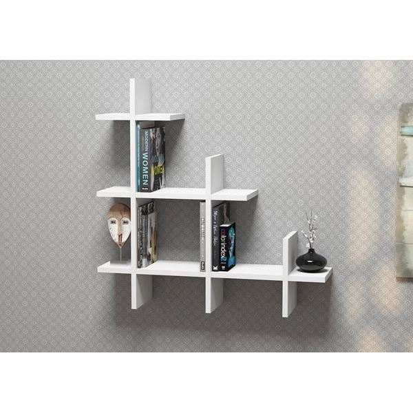 RAFT DECORATIV PERETE, SUSPENDAT, PAL MELAMINAT, ALB, 80X20X80 CM, WHITE SHELF, MINAR [2]