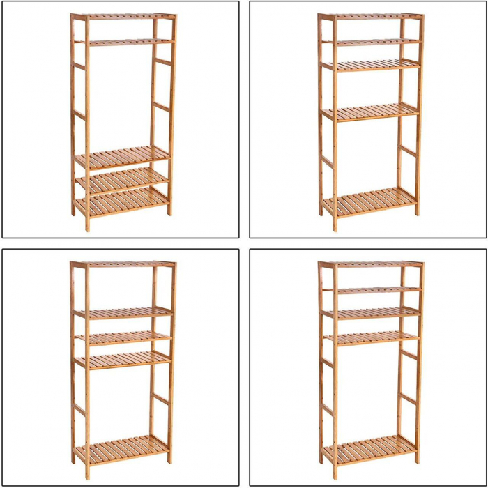RAFT DEPOZITARE, SONGMICS, BAMBUS, 5 POLITE, NATUR, 10 KG, 60X26X130CM [5]