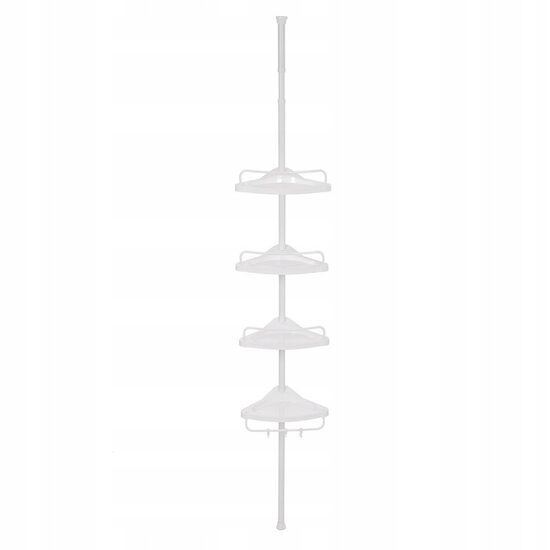 RAFT PENTRU BAIE/DUS, VASAGLE, REGLABIL, INOX, 4 RAFTURI, ALB, 85-305 CM [1]
