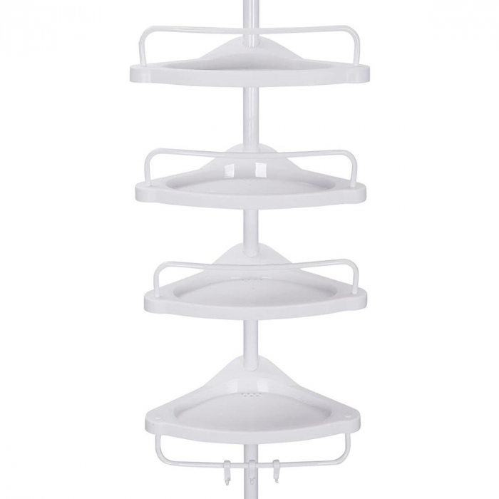 RAFT PENTRU BAIE/DUS, VASAGLE, REGLABIL, INOX, 4 RAFTURI, ALB, 85-305 CM [9]