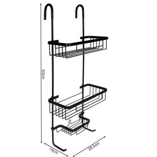 RAFT PENTRU DUS, SUSPENDAT, METALIC, 3 RAFTURI, NEGRU, 28.5X14X63 CM, MALATEC [9]