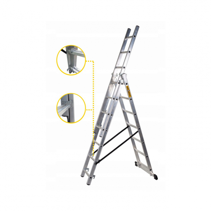 SCARA ALUMINIU, 3 TRONSOANE, 6 TREPTE, MAX 150 KG, 3.71 M, DRABEST [4]
