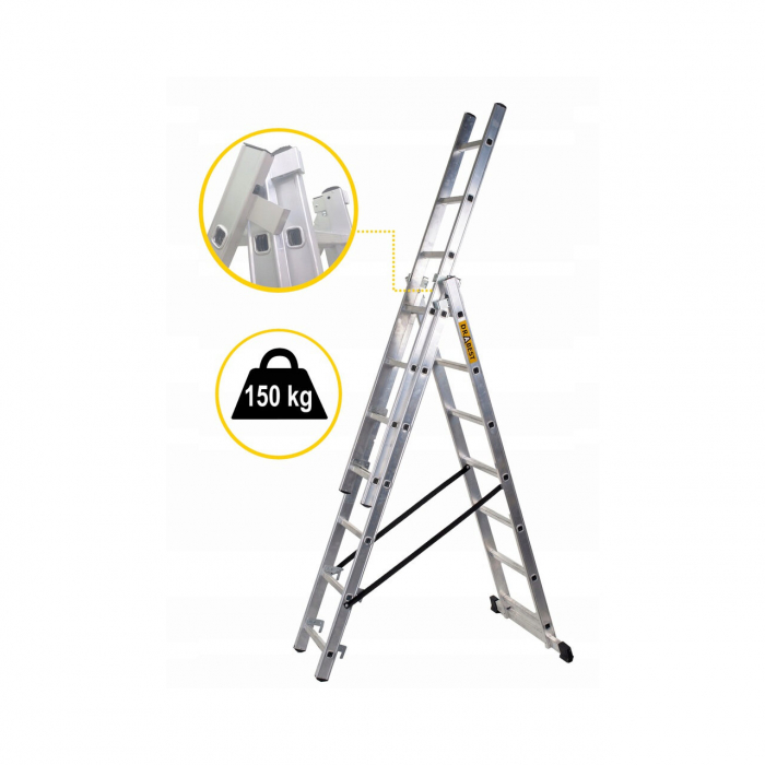 SCARA ALUMINIU, 3 TRONSOANE, 7 TREPTE, MAX 150 KG, 4.23 M, DRABEST [3]
