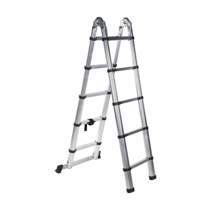 SCARA ALUMINIU TELESCOPICA, DETOOLZ, DUBLA, 10 TREPTE, MAX 150 KG, 0.8-3.2 M [2]