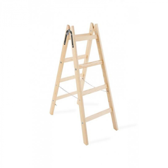 SCARA LEMN, 2 TRONSOANE, 4 TREPTE, CARLIG PENTRU GALEATA, MAX 150 KG, 1.32 M, STREND PRO [7]