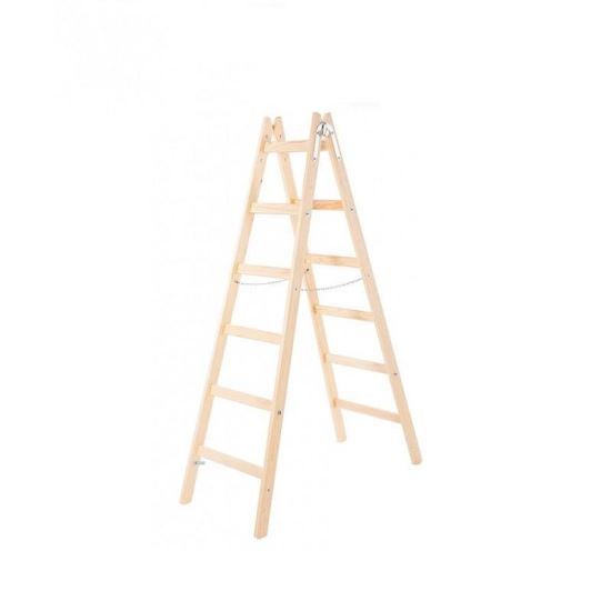 SCARA LEMN, 2 TRONSOANE, 6 TREPTE, CARLING PENTRU GALEATA, MAX 150 KG, 1.92 M, STREND PRO [1]