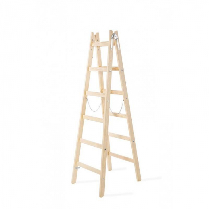 SCARA LEMN, 2 TRONSOANE, 6 TREPTE, CARLING PENTRU GALEATA, MAX 150 KG, 1.92 M, STREND PRO [8]