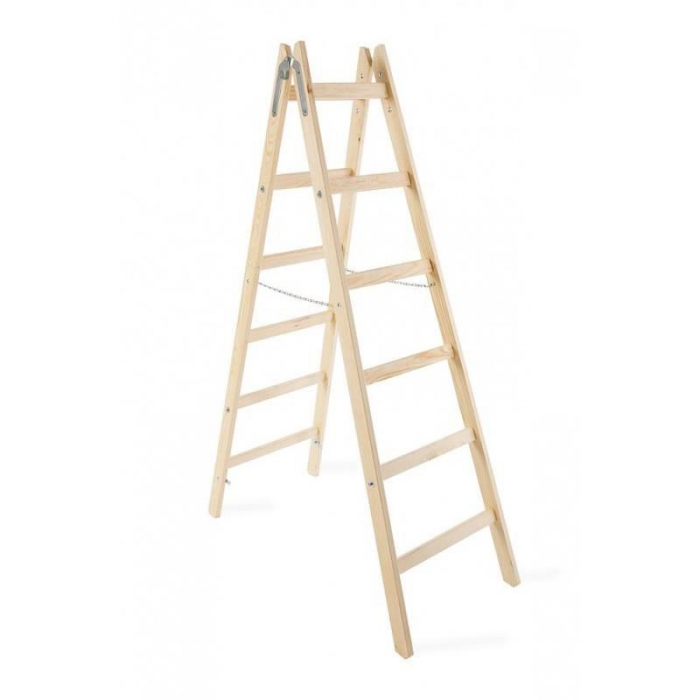 SCARA LEMN, 2 TRONSOANE, 6 TREPTE, CARLING PENTRU GALEATA, MAX 150 KG, 1.92 M, STREND PRO [7]
