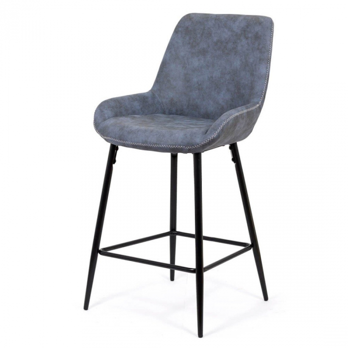 SCAUN BAR FIX DIN PIELE ECOLOGICA SI PICIOARE DIN OTEL ABS 146 ALBASTRU [2]