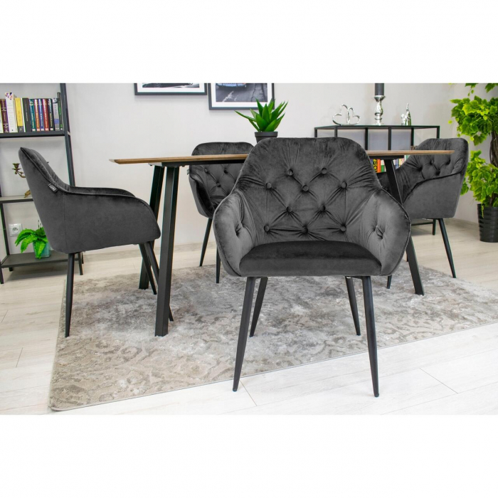 SCAUN BUCATARIE/LIVING, ARTOOL, FORIO, CATIFEA, METAL, GRI SI NEGRU, 61X55.5X81 CM [12]