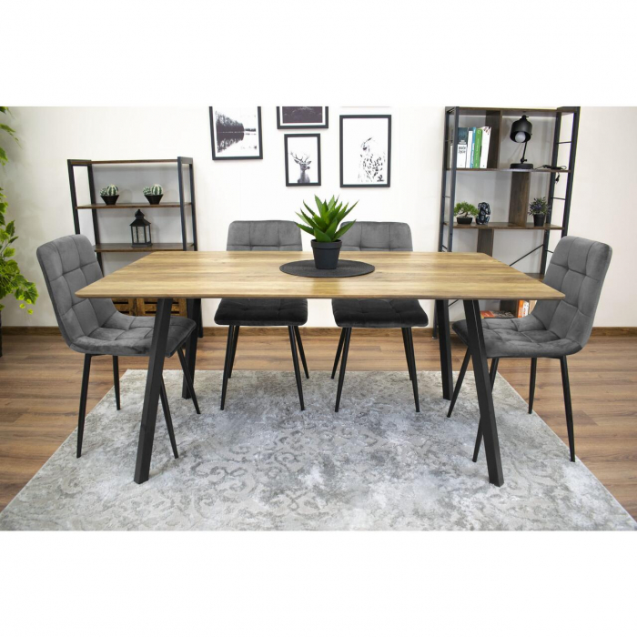 SCAUN BUCATARIE/LIVING, ARTOOL, KARA, CATIFEA, METAL, GRI SI NEGRU, 44.5X50.5X87 CM [9]
