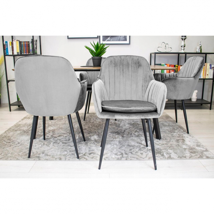 SCAUN BUCATARIE/LIVING, ARTOOL, LUGO, CATIFEA, METAL, ARGINTIU SI NEGRU, 57.5X56.5X86.5 CM [4]