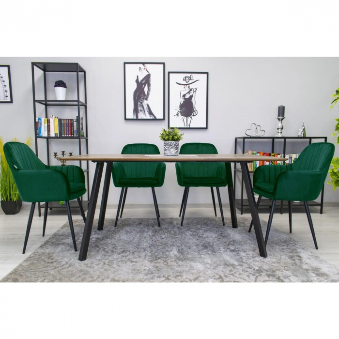 SCAUN BUCATARIE/LIVING, ARTOOL, LUGO, CATIFEA, METAL, VERDE SI NEGRU, 57.5X56.5X86.5 CM [2]