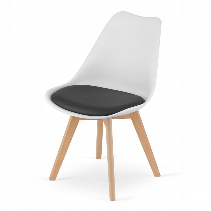 SCAUN BUCATARIE/LIVING, ARTOOL, MARK, PP, LEMN, ALB, PERNA NEAGRA, 49X43X82 CM [2]